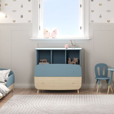 Commode en bois avec 2 tiroirs bleu - CO214