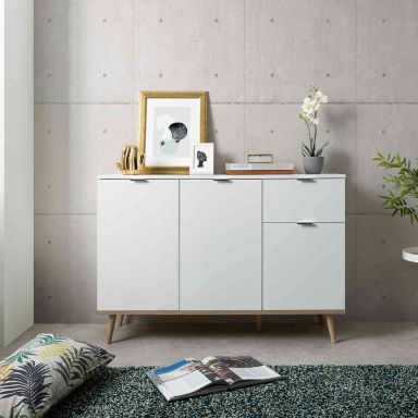 Commode 3 portes 1 tiroir (fond blanc)