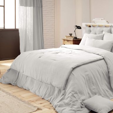 Couvre-lit double gaze de coton gris 90x200 cm