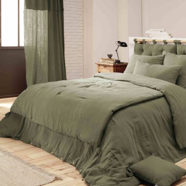 Couvre-lit double gaze de coton kaki 90x200 cm