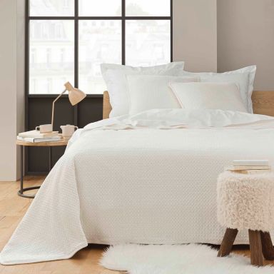 Couvre-lit velours relief/sherpa Mylene Naturel