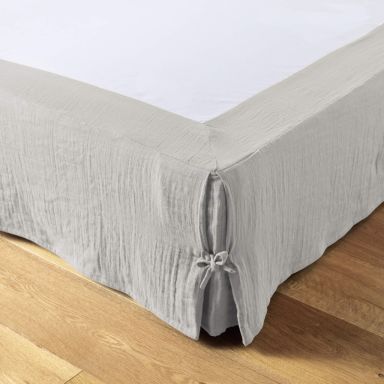Cache sommier double gaze de coton gris 90x190 cm