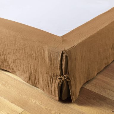 Cache sommier double gaze de coton marron 90x190 cm
