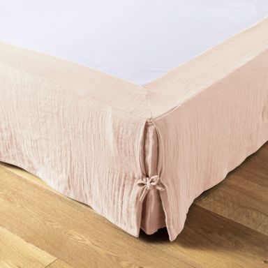 Cache sommier double gaze de coton rose 90x190 cm