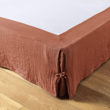 Cache sommier double gaze de coton orange terracotta 90x190 cm