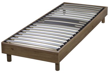 Sommier kit décor chêne zone lombaire renforcée et pieds inclus 90x190