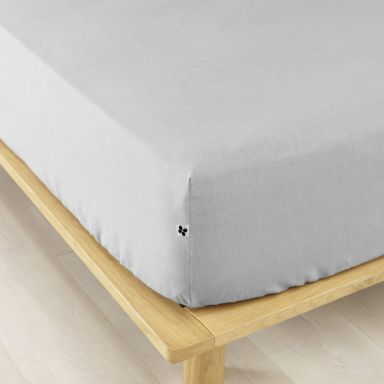 Drap housse flanelle gris