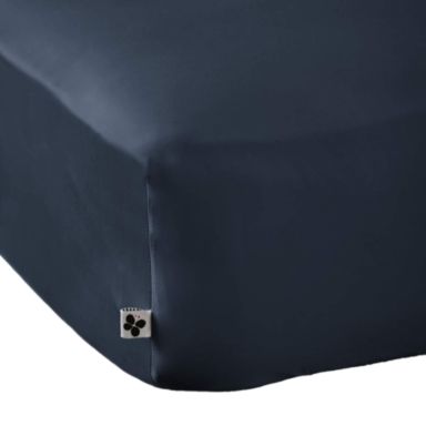 Drap housse bonnet 30 cm en bambou uni bleu marine 140x190 cm