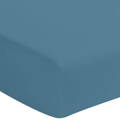 Drap housse bleu minéral 100% coton biologique bonnet 40 cm 140x190 cm