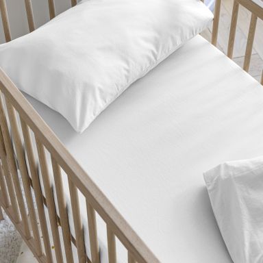 Drap housse bébé coton lavé - SOMEO Blanc 60x120