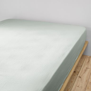 Drap housse double gaze de coton eucalyptus 90x190