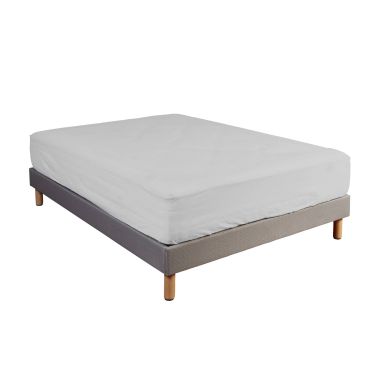 Drap housse 100% coton gris bonnet 40 cm 90x190