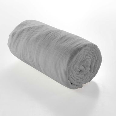 Drap housse double gaze de coton Angelia 140x190 Gris