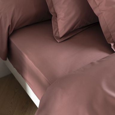 Drap housse coton percale bonnet 30 cm Bois de rose 80x190 - SOMEO