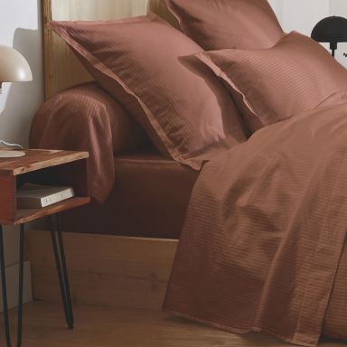 Drap housse 100% satin 140x190 cuir - Tradilinge