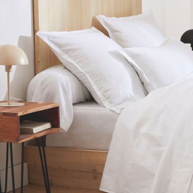 Drap housse 100% satin 140x190 blanc - Tradilinge