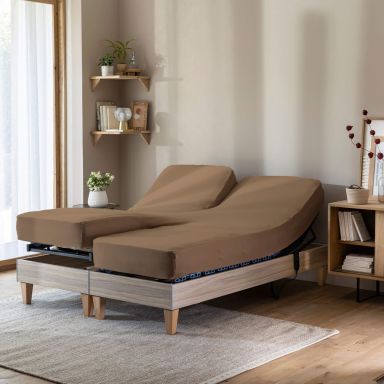 Drap housse caramel TPR jersey extensible 2x80x200