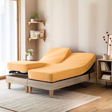 Drap housse jaune moutarde TPR jersey extensible