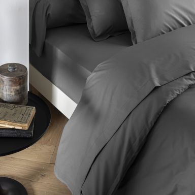 Drap plat coton percale Anthracite 180x290- SOMEO