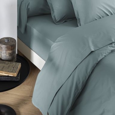 Drap plat coton percale Bleu 190x290 - SOMEO