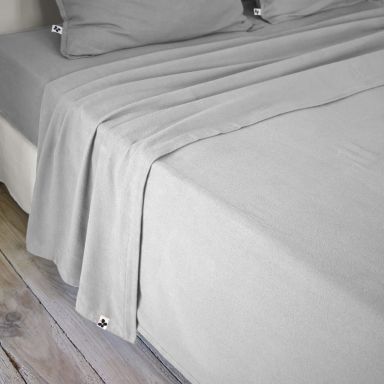 Drap plat flanelle unie 240x300 Gris clair