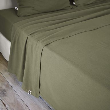 Drap plat flanelle unie 240x300 Kaki