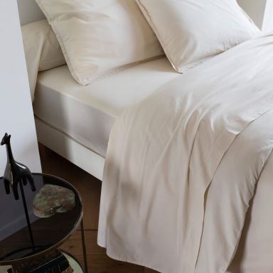 Drap plat coton lavé - SOMEO Beige 180x290