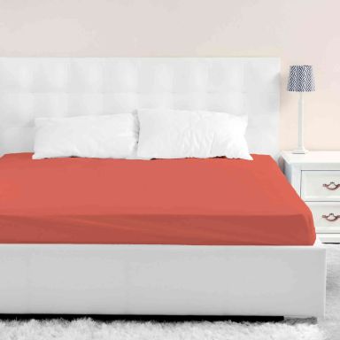 Drap housse orange terracotta bonnet 40 cm 90x190/200