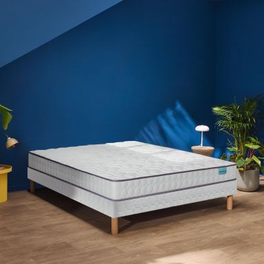Ensemble Merinos matelas mousse haute densité Optilit, sommier Twist et pieds