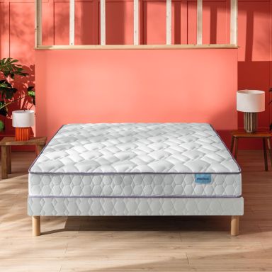Ensemble Merinos matelas ressorts ensachés Morning Routine, sommier Twist et pieds