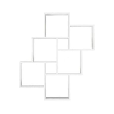 Etagère murale 6 cases en bois blanc brillant - ET13035-2