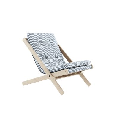 Fauteuil BOOGIE en tissu rayé bleu et blanc