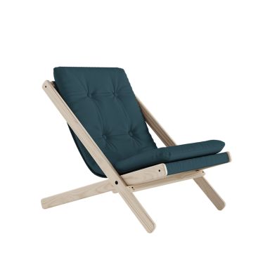 Fauteuil BOOGIE en tissu bleu canard