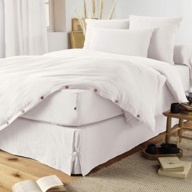 Housse de couette double gaze de coton blanc 240x220 cm