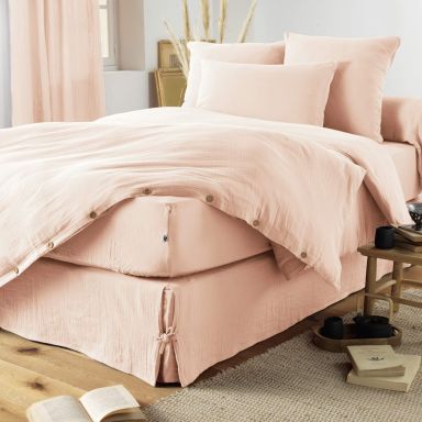 Housse de couette double gaze de coton rose 240x220 cm