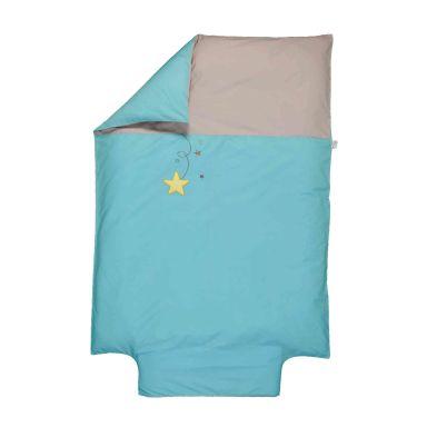 Housse de couette bébé coton bio "Pluie d'étoiles" turquoise 100x140 cm