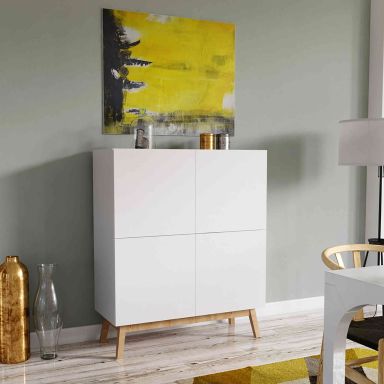Commode 4 portes en bois blanc - CO14046