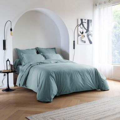 Parure de lit coton percale Bleu 140x200 - SOMEO