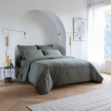 Housse de couette coton lavé - SOMEO 140x200 Kaki