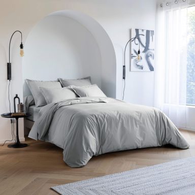 Parure de lit coton percale Gris 140x200 - SOMEO