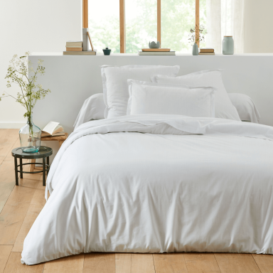 Housse de couette blanc 100% lin 140x200 cm
