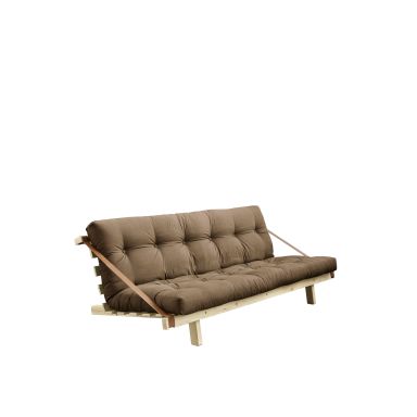 Banquette ajustable en pin massif naturel matelas marron inclus 130x190
