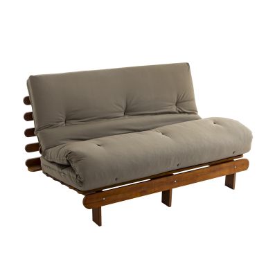 Ensemble matelas futon en coton et structure en bois massif noisette