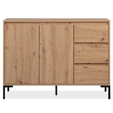 Commode 2 portes 3 tiroirs naturel avec pieds en métal - CO7094