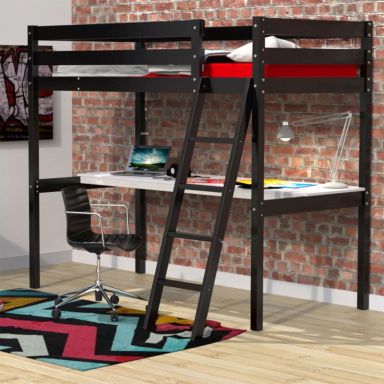 Lit mezzanine avec bureau en bois 90x190 - LT14038