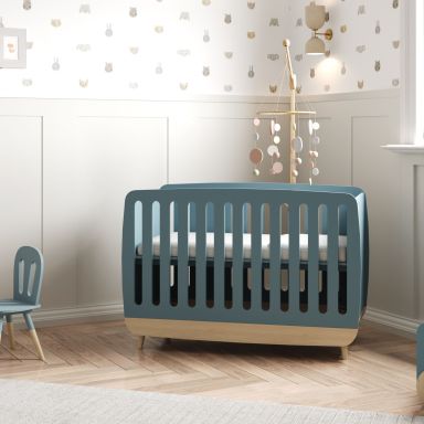Lit bébé à barreaux en bois 60x120 bleu- LT7086