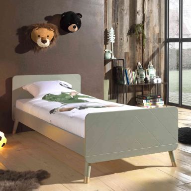 Lit enfant en bois massif vert 90x200 - LI2031
