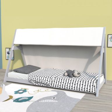 Lit tipi enfant en bois gris 90x200 - LT14005