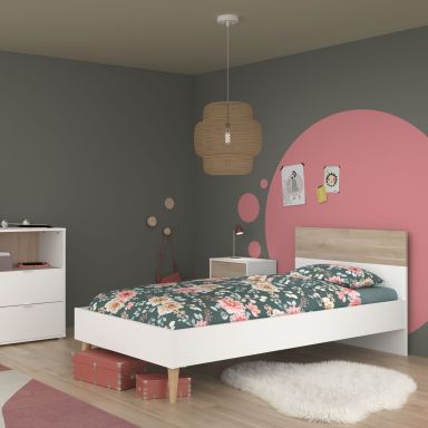 Lit enfant 90x200 adaptable en 190 cm bicolore GABY