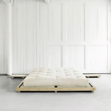 Lit futon style japonais coloris naturel + lot de 2 chevets naturel
